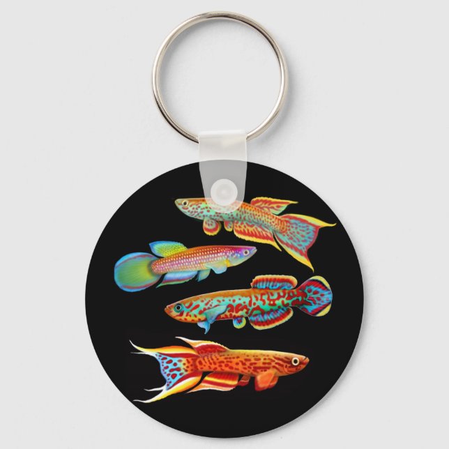 Colorful Killifishes Keychain (Front)