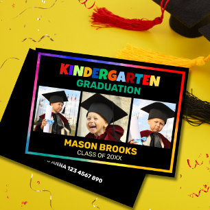 COLORFUL KINDERGARTEN GRADUATE PHOTO COLLAGE  INVITATION