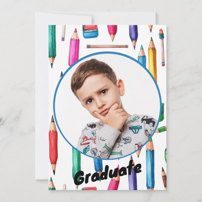 Colorful Kindergarten Graduation  Announcement (Front)