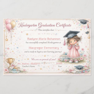 Colorful Kindergarten Graduation Certificate 