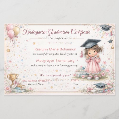 Colorful Kindergarten Graduation Certificate
