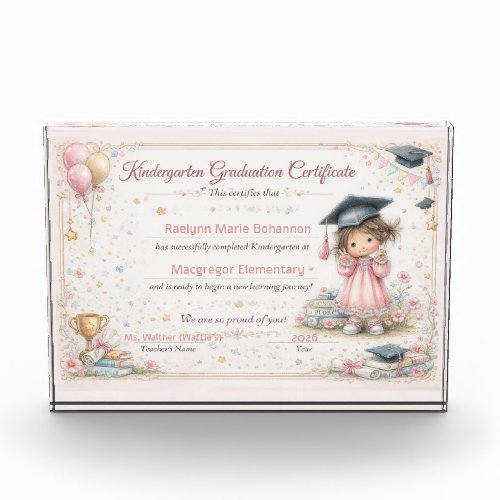 Colorful Kindergarten Graduation Certificate  Photo Block