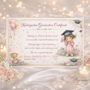 Colorful Kindergarten Graduation Certificate  Photo Print