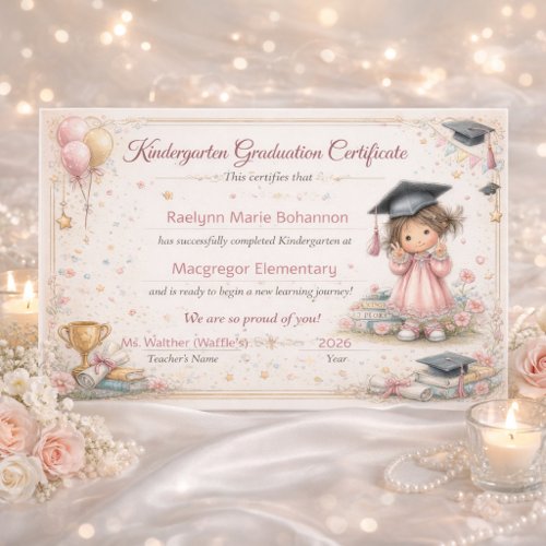 Colorful Kindergarten Graduation Certificate  Photo Print