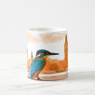 Colorful Kingfisher Bird With London Skyline Coffee Mug