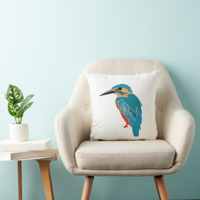 Colorful Kingfisher Throw Pillow (Chair)