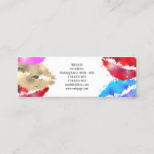 Colorful kiss lips pattern splash mini business card (Back)