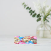 Colorful kiss lips pattern splash mini business card (Standing Front)