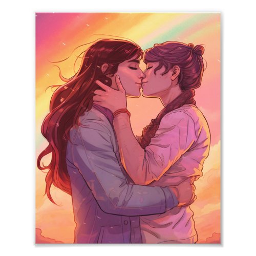 Colorful Kiss Postcard  Photo Print
