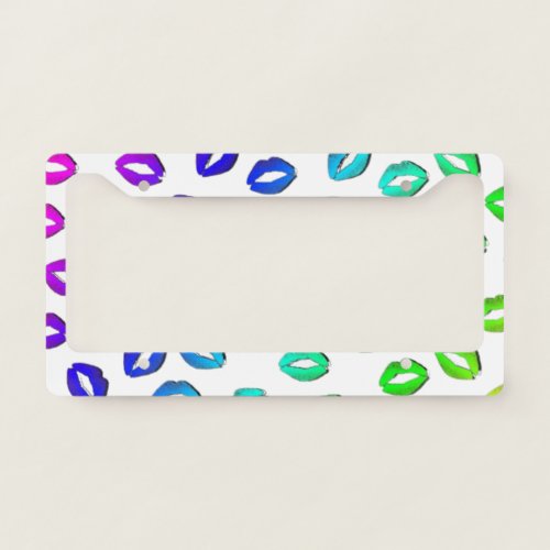 Colorful Kisses License Plate Frame