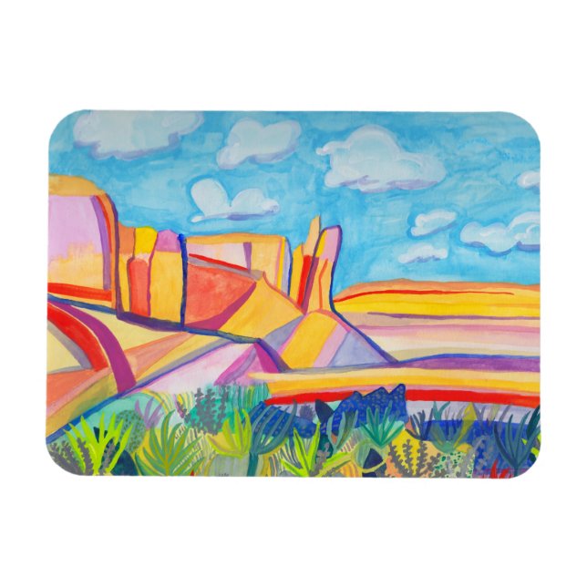 Colorful Kitchen Mesa Landscape Painting Magnet (Horizontal)