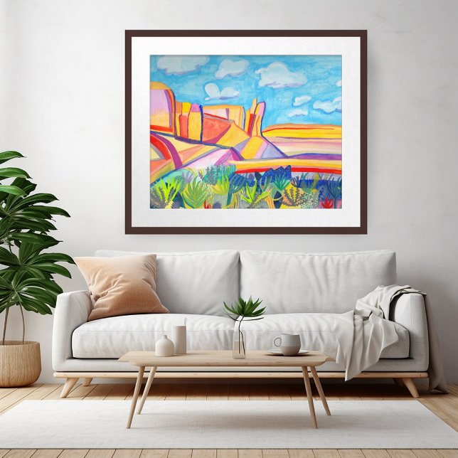 Colorful Kitchen Mesa Wacky Watercolor Landscape Poster (Creator Uploaded)