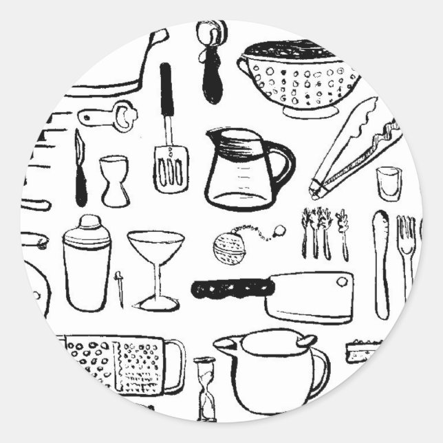 Colorful Kitchen Patterns Classic Round Sticker (Front)