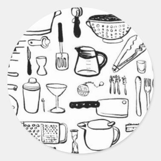 Colorful Kitchen Patterns Classic Round Sticker