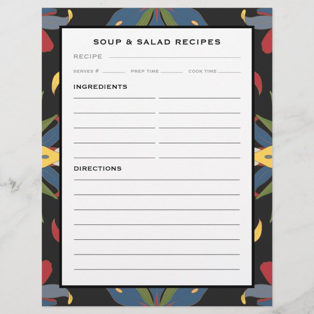 Colorful Kitchen Tile | Soup & Salad Recipe Page (Front)