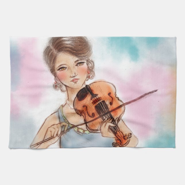 Colorful kitchen towel - Violin (Horizontal)