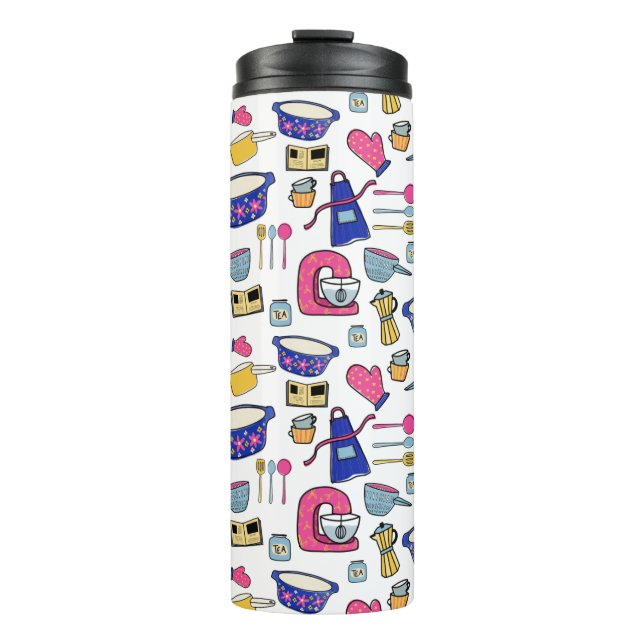 Colorful kitchen utensil baker cook pattern thermal tumbler (Front)
