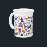 Colorful kitchen utensil cook chef beverage pitcher<br><div class="desc">Colorful kitchen utensil patterned pitcher. Original art from artists own illustrations. Please use the message me button below for help with further customization and special requests.  © Zoe Chapman Design</div>