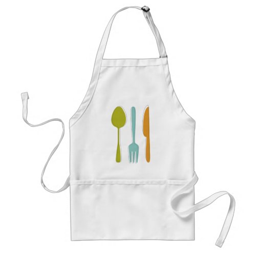 Colorful Kitchen Utensils Mid Century Retro Adult Apron