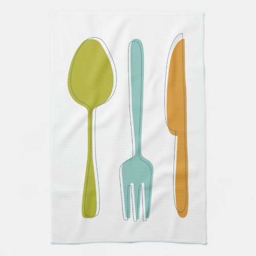 Colorful Kitchen Utensils Mid Century Retro Kitchen Towel