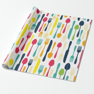 Colorful Kitchen Utensils Wrapping Paper