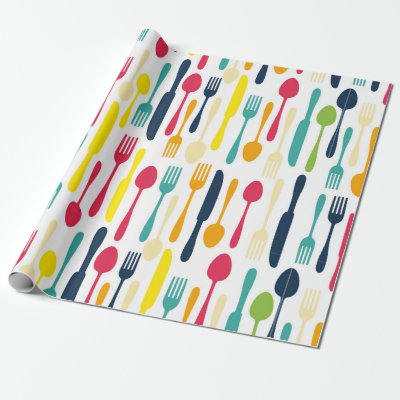 Colorful Kitchen Utensils Wrapping Paper