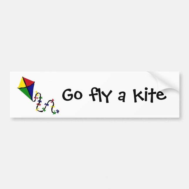 Colorful Kite Flying Art Bumper Sticker (Front)