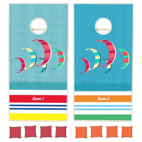 Colorful Kite Surfing Cornhole Set