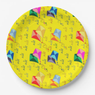 Colorful kites festival paper plates