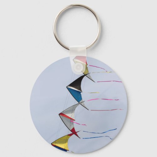 colorful kites flying in the sky keychain