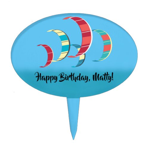 Colorful Kitesurfing Kites in the Blue Sky Cake Topper