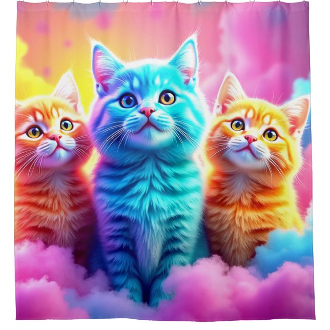 Colorful Kitten Art Shower Curtain (Front)