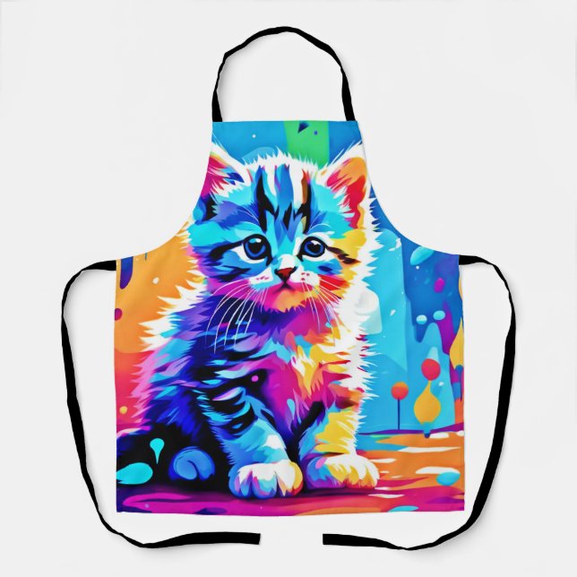 Colorful Kitten Design  Apron (Front)