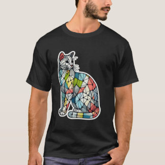 Colorful Kitten Lover Cute Geometry Mosaic Style A T-Shirt