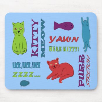 Colorful Kitties Mousepad by sfcount at Zazzle