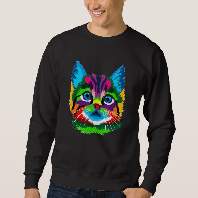 Colorful Kitty Adoption Cute Cat for kitten Sweatshirt (Front)
