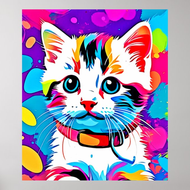 Colorful Kitty Art Poster (Front)