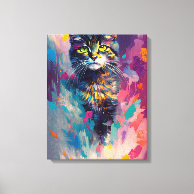 Colorful Kitty Cat Canvas Print (Front)