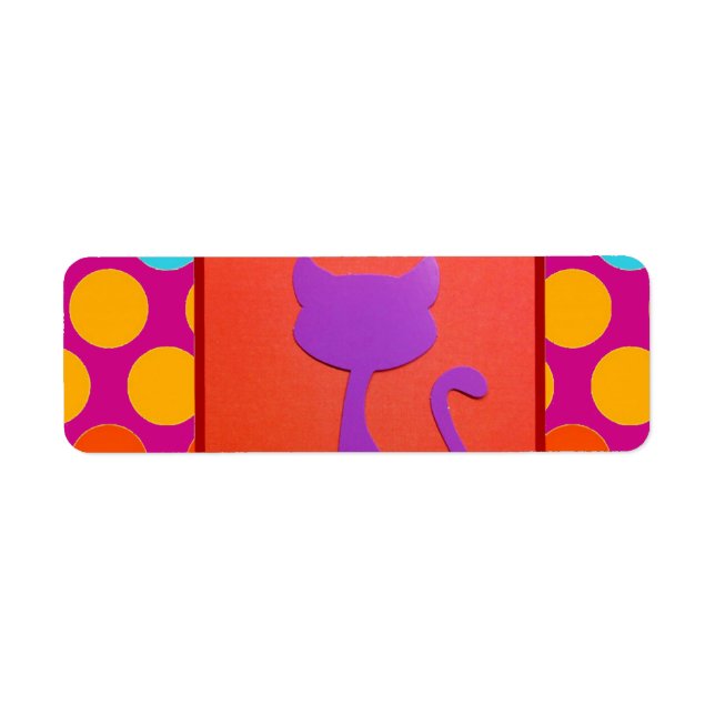 Colorful Kitty Cat Polka Dot Pattern Label (Front)
