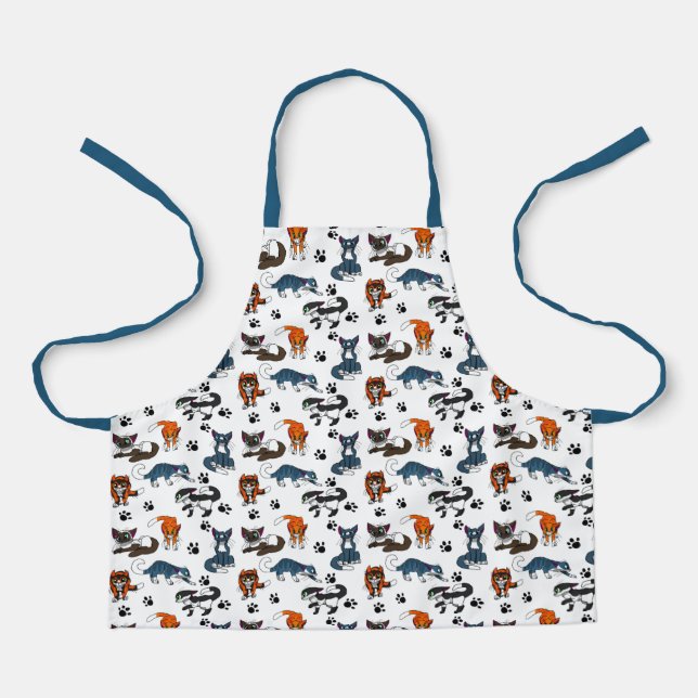 Colorful kitty cat print apron (Front)