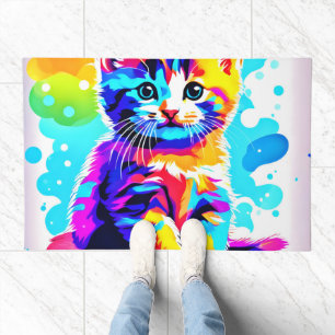 Colorful Kitty Splash Doormat