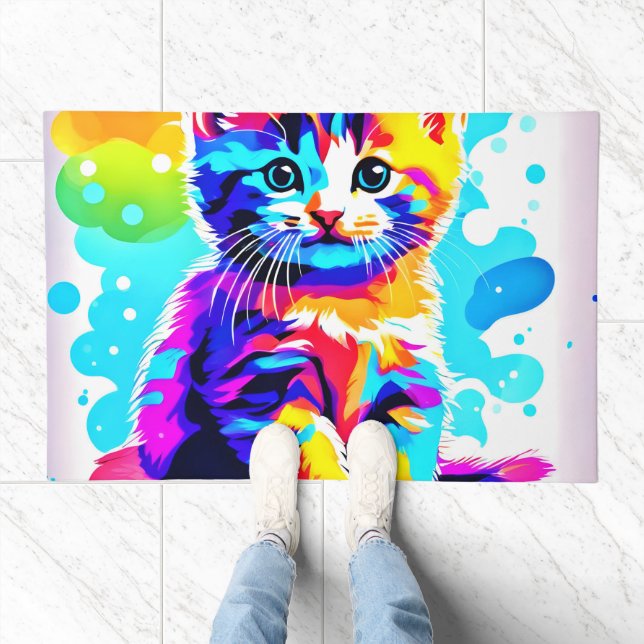 Colorful Kitty Splash Doormat (Indoor)