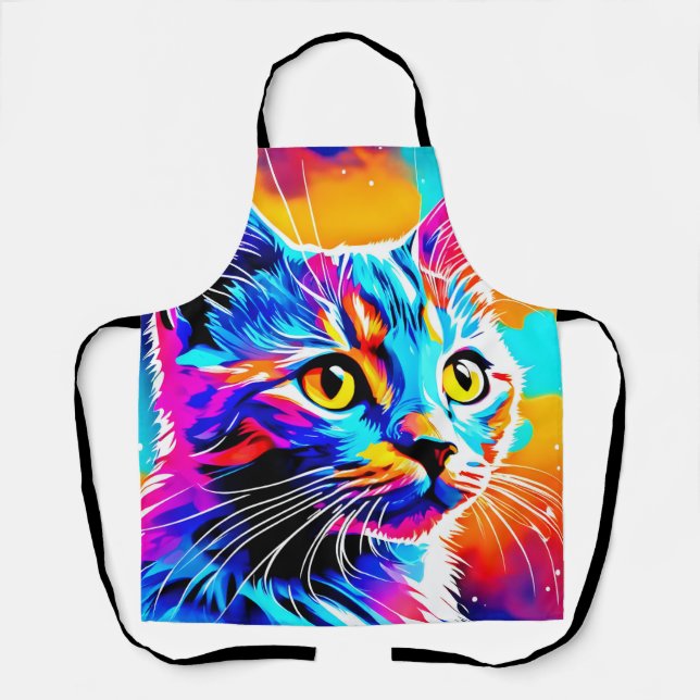 Colorful Kitty Stare Apron (Front)