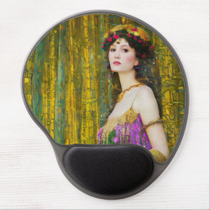 Colorful Klimt Style Collage Portrait of a Woman Gel Mouse Pad