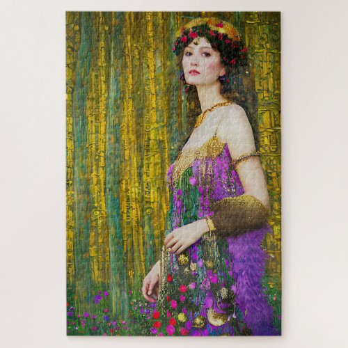 Colorful Klimt Style Collage Portrait of a Woman Jigsaw Puzzle