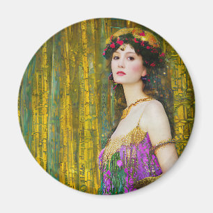 Colorful Klimt Style Collage Portrait of a Woman Magnet