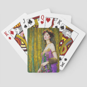 Colorful Klimt Style Collage Portrait of a Woman Poker Cards
