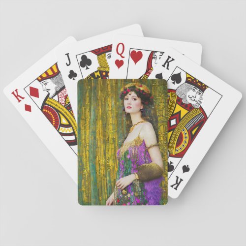 Colorful Klimt Style Collage Portrait of a Woman Poker Cards