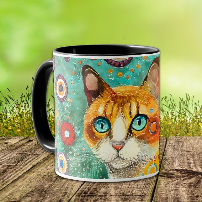 Colorful Klimt Style Ginger Cat Mug (Creator Uploaded)