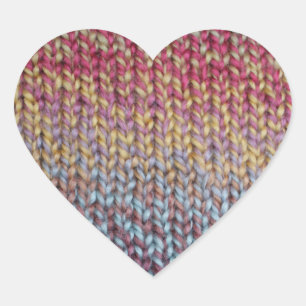 Colorful Knit Heart Sticker